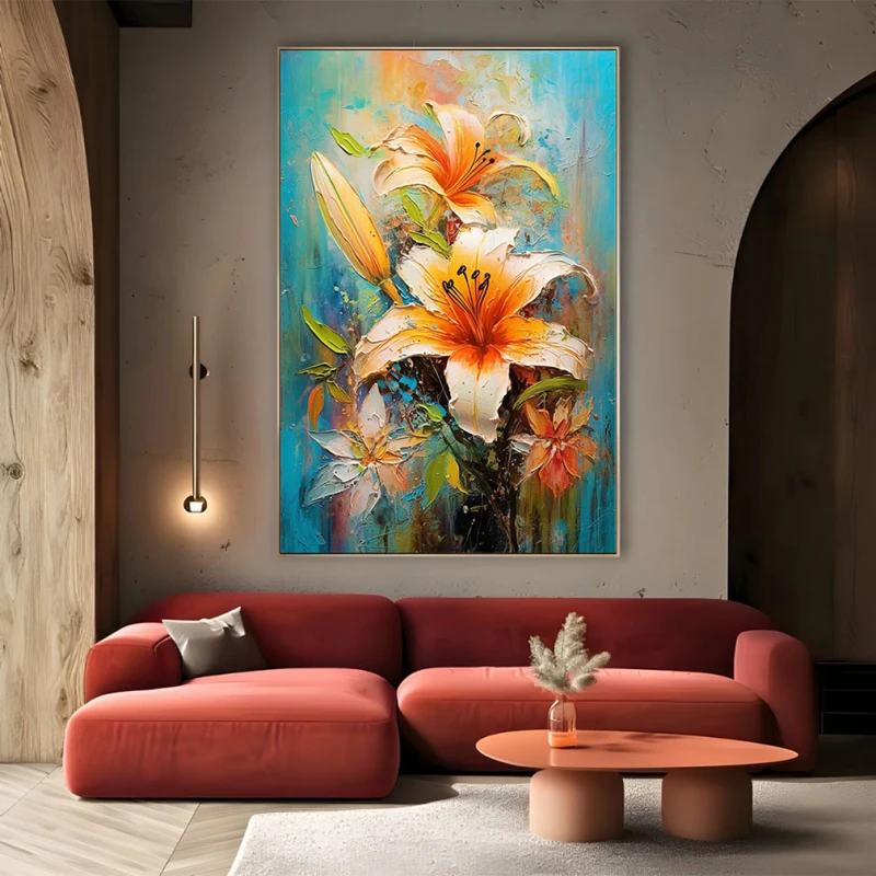 Tablou cu crini - Crini Imperiali, tablou cu flori modern perfect pentru living, dormitor sau birou