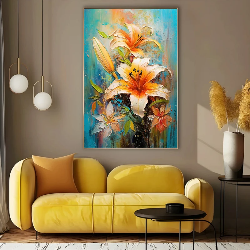 Tablou cu crini - Crini Imperiali, tablou cu flori modern perfect pentru living, dormitor sau birou