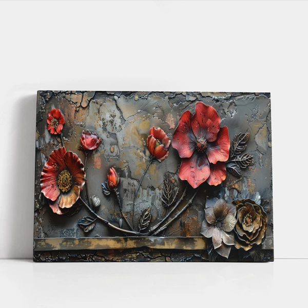 Tablou Canvas cu Flori - Vise Înflorate, Relief Industrial