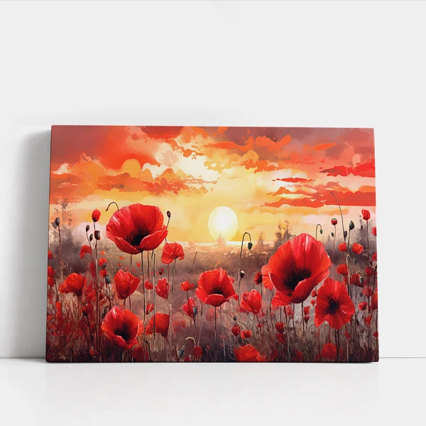 Tablou Romantic cu Maci - Wonder Poppies, Apus Spectaculos