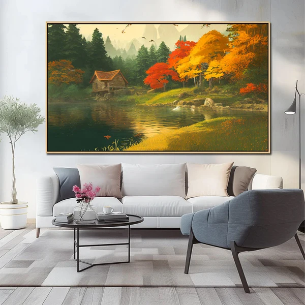 Casuta de pe lac - Tablou peisaj