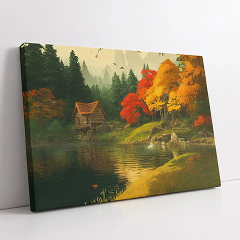 Casuta de pe lac - Tablou peisaj