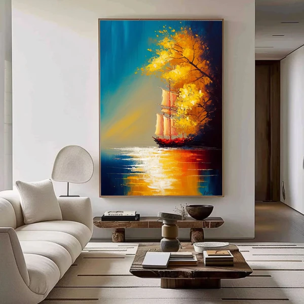 Corabie la mal - Tablou peisaj