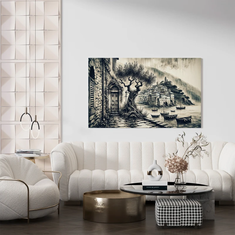 Tablou peisaj urban - Portul în Ploaie, pentru living, dormitor, birou sau hol, cadou inspirat Tablou peisaj urban - Portul în Ploaie, pentru living, dormitor, birou sau hol, cadou inspirat