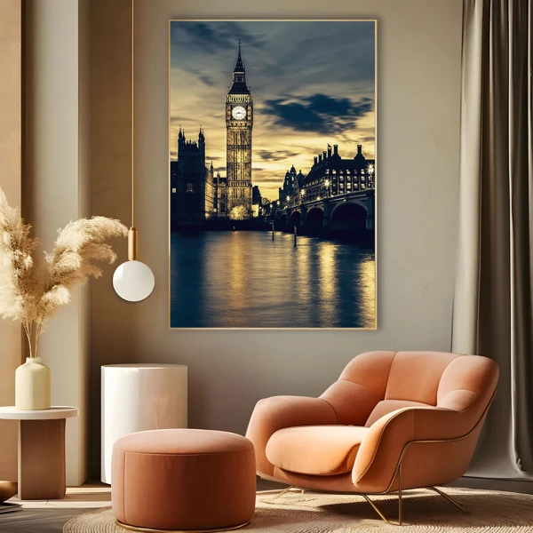 Big Ben iluminat noaptea - Tablou urban