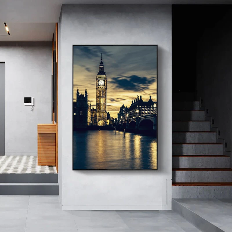 Big Ben iluminat noaptea - Tablou urban