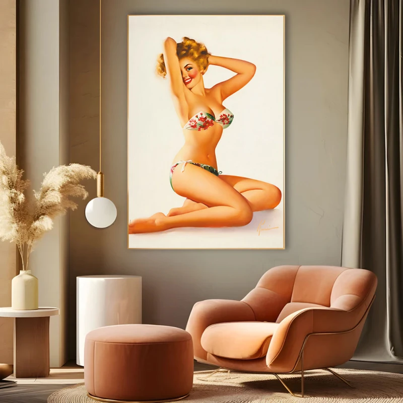 Model Costum de Baie - Tablou Afiș Retro