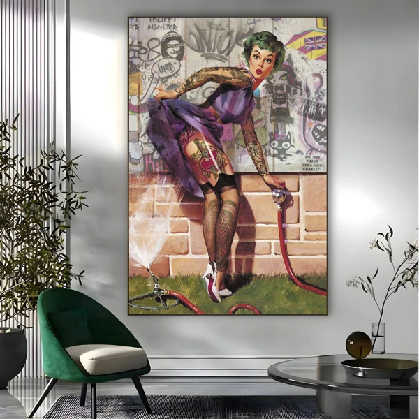 Domnișoara Tatuată - Tablou Afiș Retro