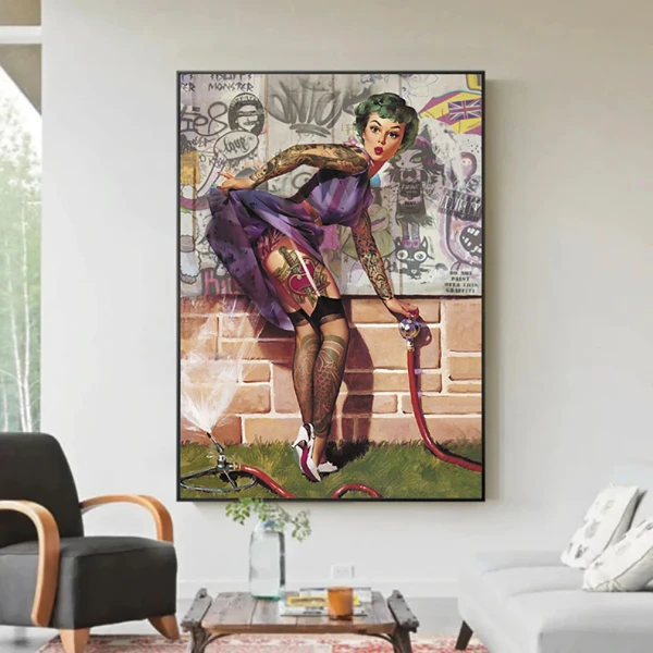 Domnișoara Tatuată - Tablou Afiș Retro