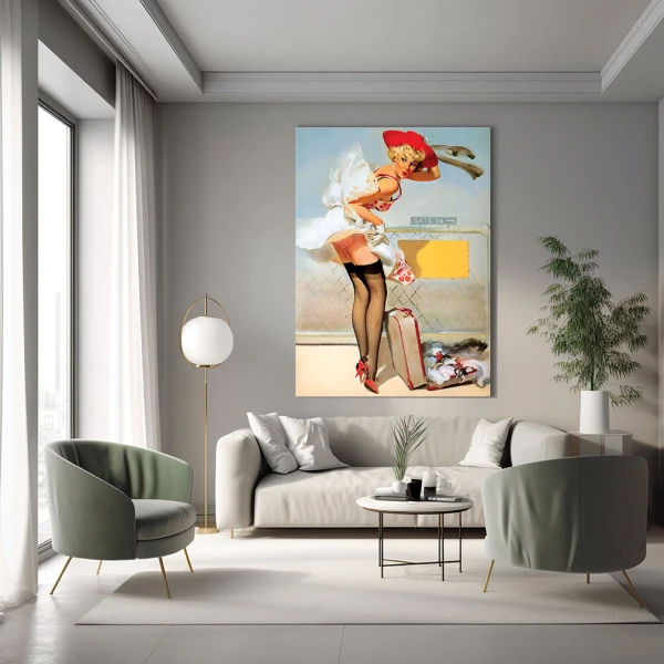 Tablou canvas retro aeroport – Haos pe aeroport, afiș vintage travel & aviație Tablou canvas retro aeroport – Haos pe aeroport, afiș vintage travel & aviație