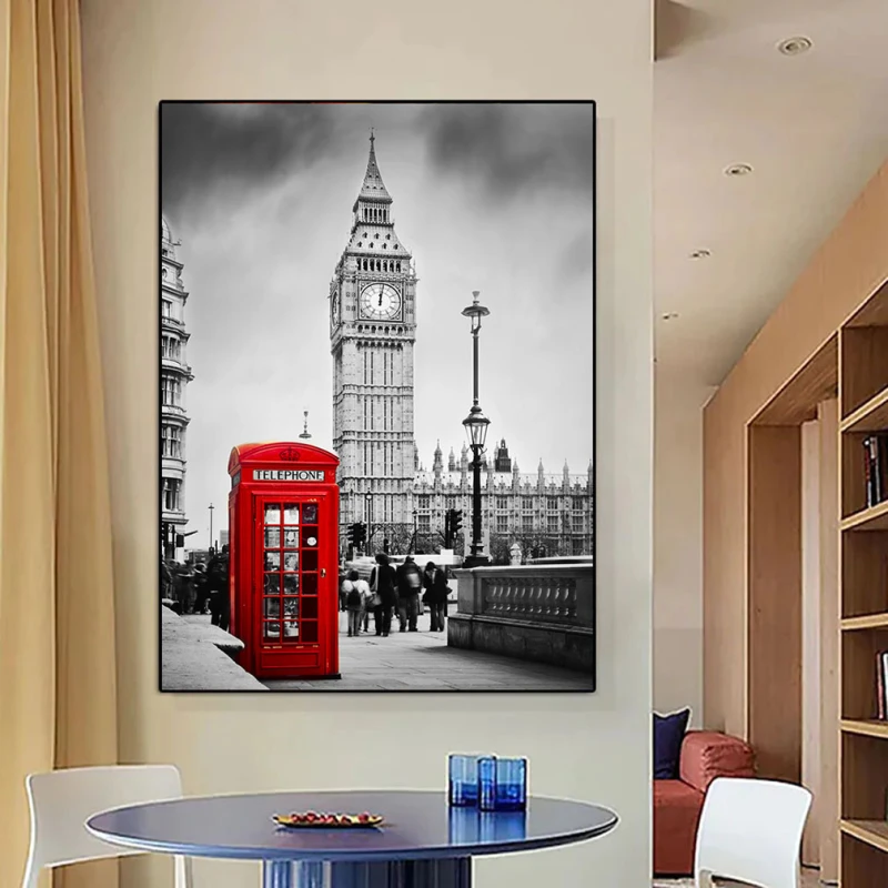 Cabina Telefonică - Tablou Alb Rosu