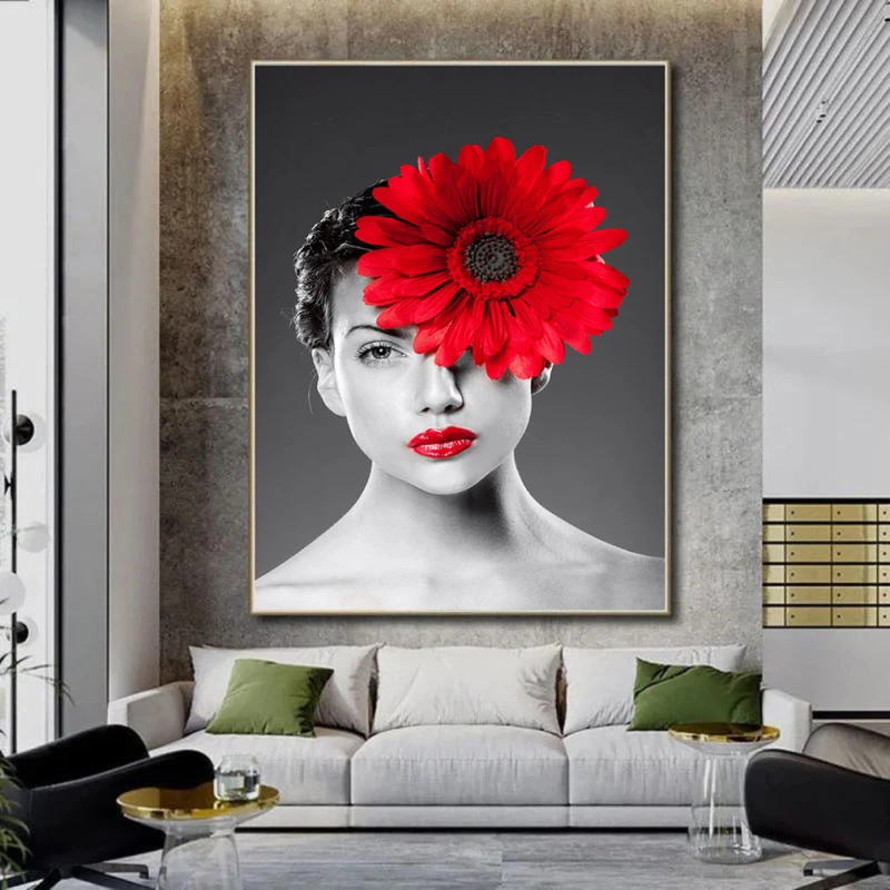 Splendoare în Contrast - Tablou Alb Rosu