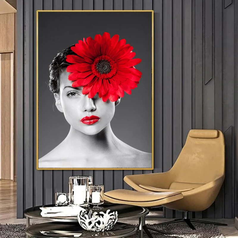 Splendoare în Contrast - Tablou Alb Rosu