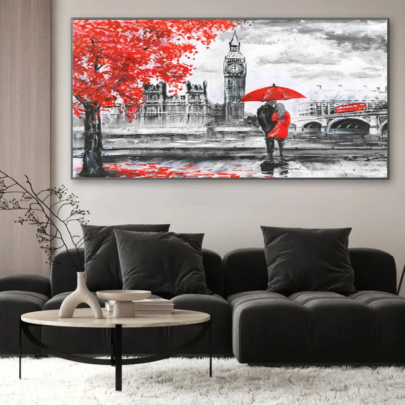 Big Ben Atemporal - Tablou Alb Rosu Big Ben Atemporal - Tablou Alb Rosu