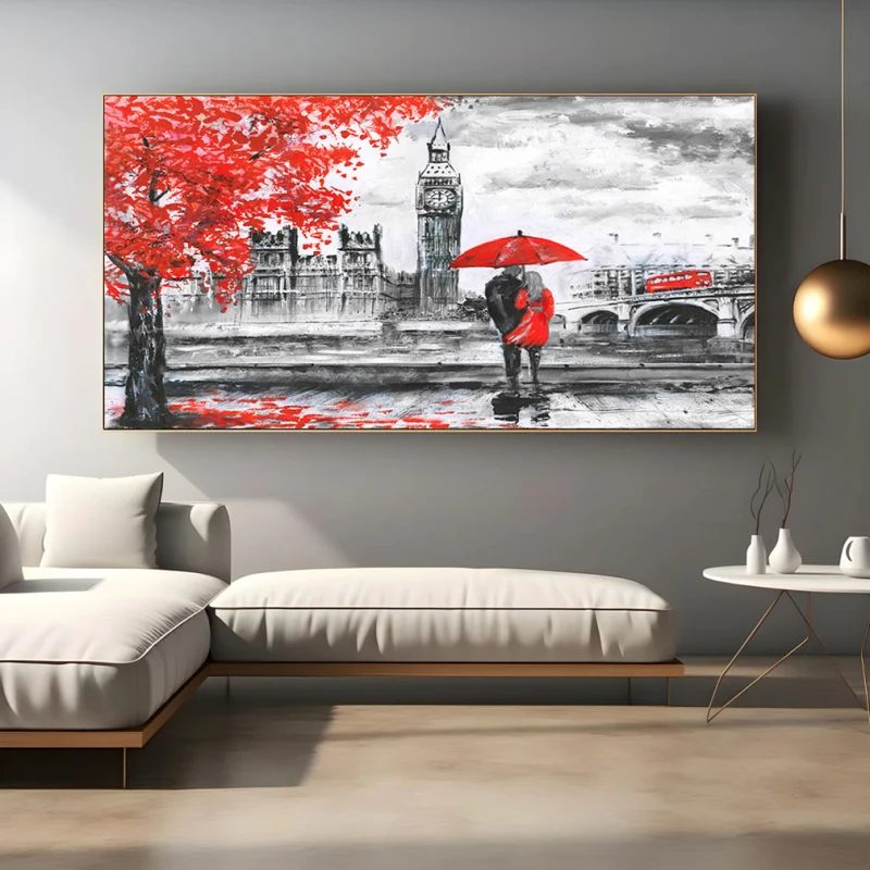 Big Ben Atemporal - Tablou Alb Rosu Big Ben Atemporal - Tablou Alb Rosu