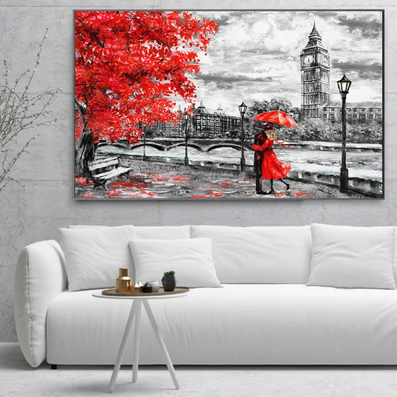 Londra Vintage - Tablou Alb Rosu