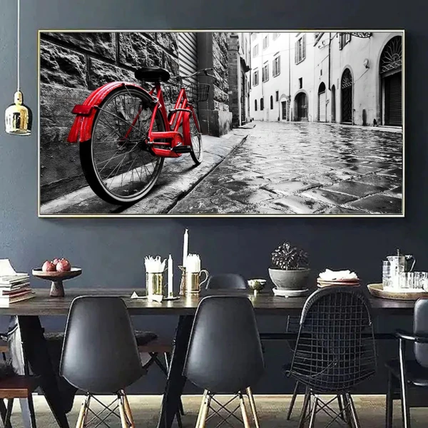 Bicicleta Roșie - Tablou Alb Rosu