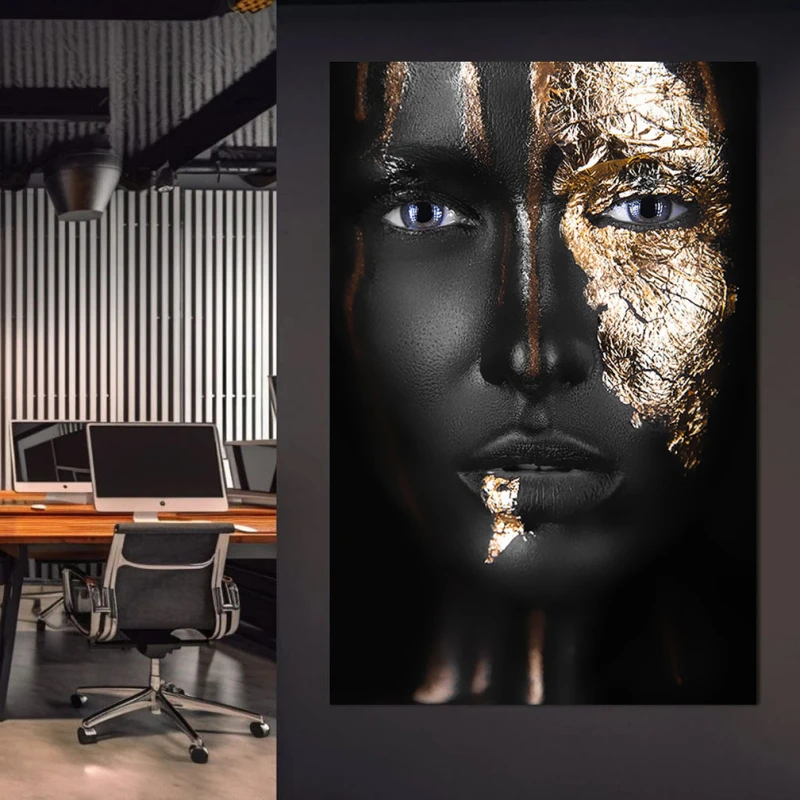 Albastru Strălucitor - Tablou Negru Auriu