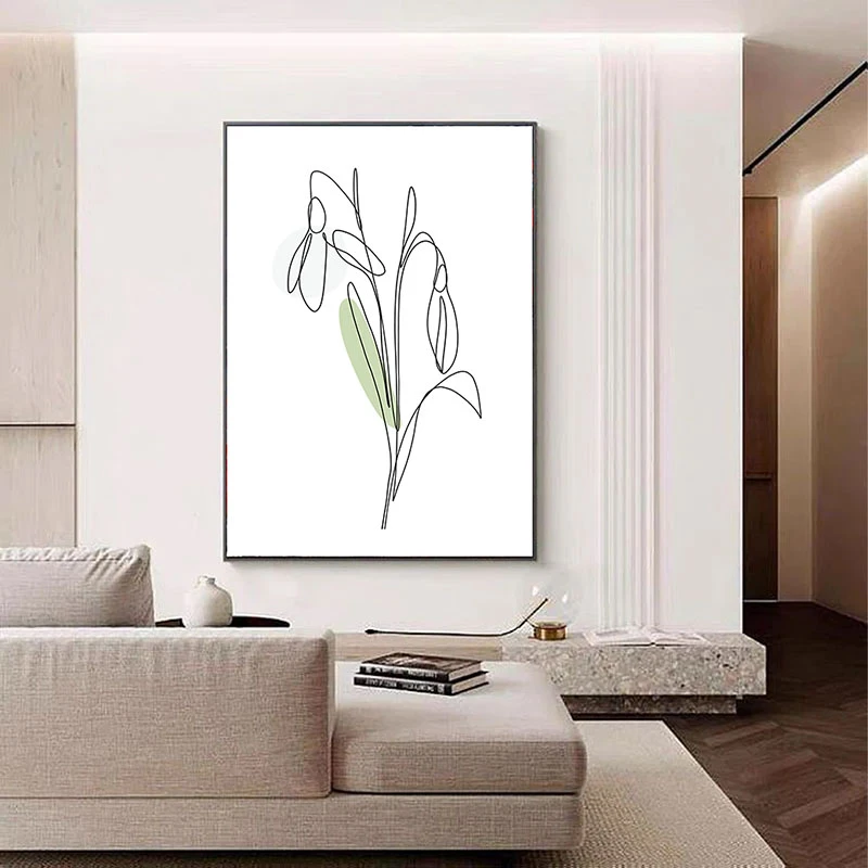 Tablou One Line Art - Primăvara în Contur, tablou modern line art, decor rafinat pentru interior scandinav