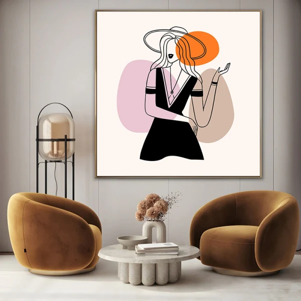 Tablou One Line Art - Grație în Mișcare, tablou canvas modern pentru birouri și spații creative