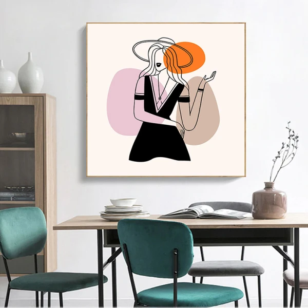 Tablou One Line Art - Grație în Mișcare, tablou canvas modern pentru birouri și spații creative Tablou One Line Art - Grație în Mișcare, tablou canvas modern pentru birouri și spații creative