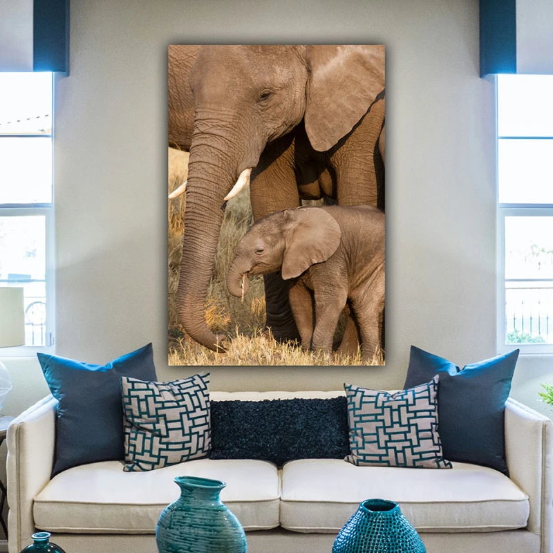 Familie de elefanti - Tablou Animale Salbatice