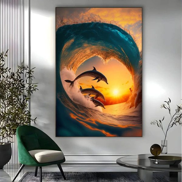Jocul Valurilor - Tablou Delfini