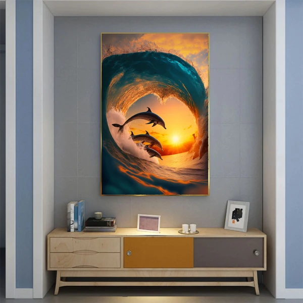 Jocul Valurilor - Tablou Delfini